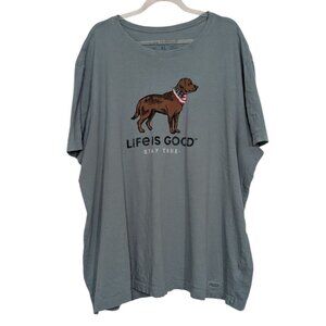 Life is Good Stay True Crusher Lite Tee Mens Size XL Blue Brown Dog Casual